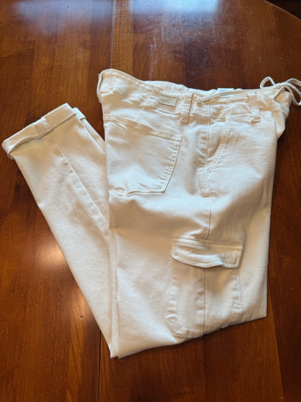 PAIGE Christy Off-White High-Rise Cargo Pants